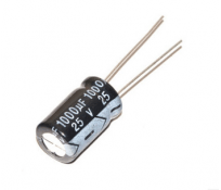 Condensador 25v 1000µf electrolítico radial 20x10mm.