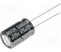 Condensador 25v 470µf electrolítico radial 12x10mm.