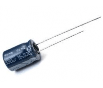 Condensador 16v 330µf electrolítico radial 11x8mm.