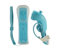 Mando Wii Motion Plus + Nunchuk Celeste *Compatible*