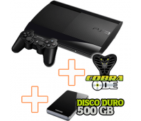 PS3 Super Slim 12 GB + COBRA ODE + Disco Duro Externo 500 GB