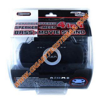 PSP 3000 Portable Stereo Speaker Movie Stand 4 in 1 *BLACK*