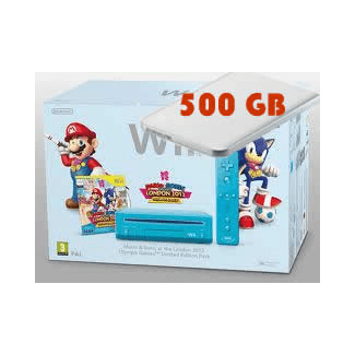 Wii Azul modificada sin Chip + Mario & Sonic + HDD 500GB